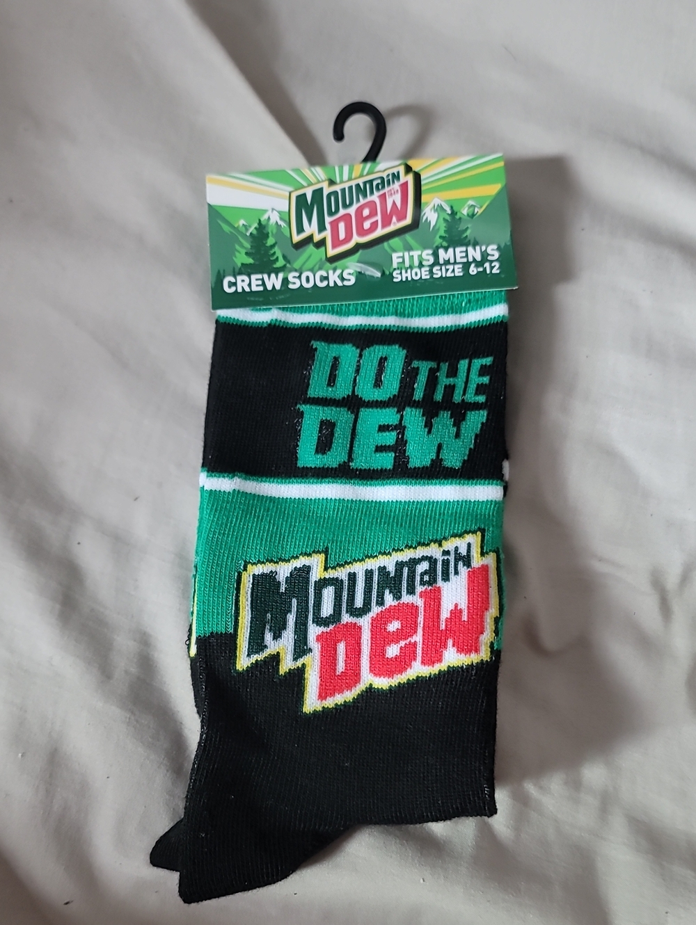 Mountain Dew Black And Greenc "Do the Dew" Casual Crew Socks